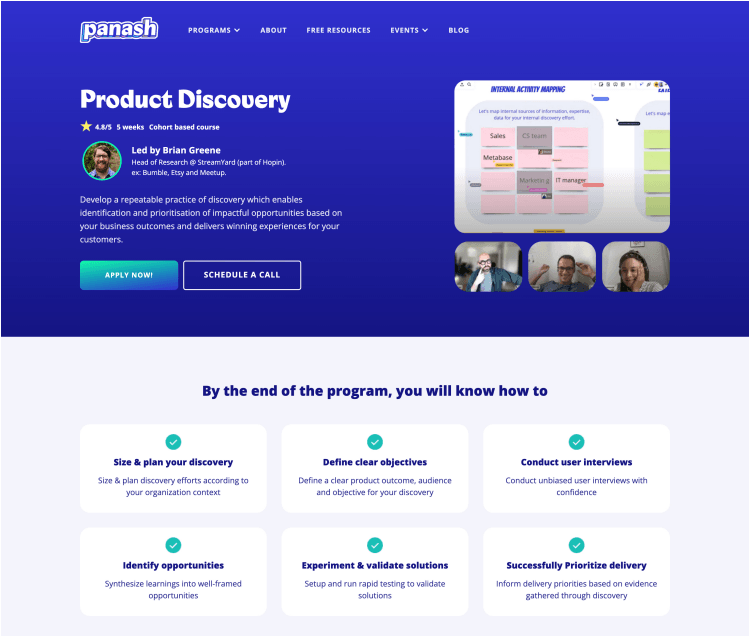 Product Discovery Course - Interactive learning platform with course modules and student engagement features